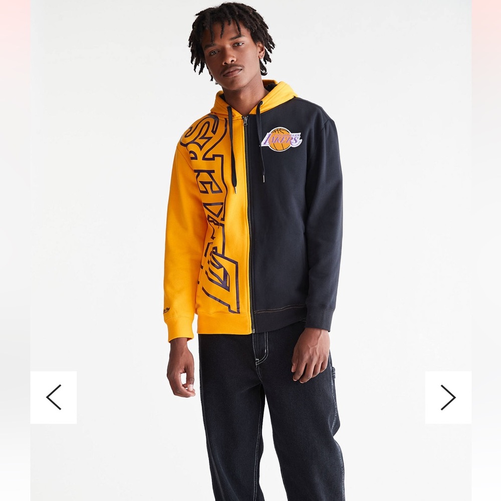 Mitchell & Ness NBA Los Angeles Lakers Split Full Zip Hoodie Sweatshirt